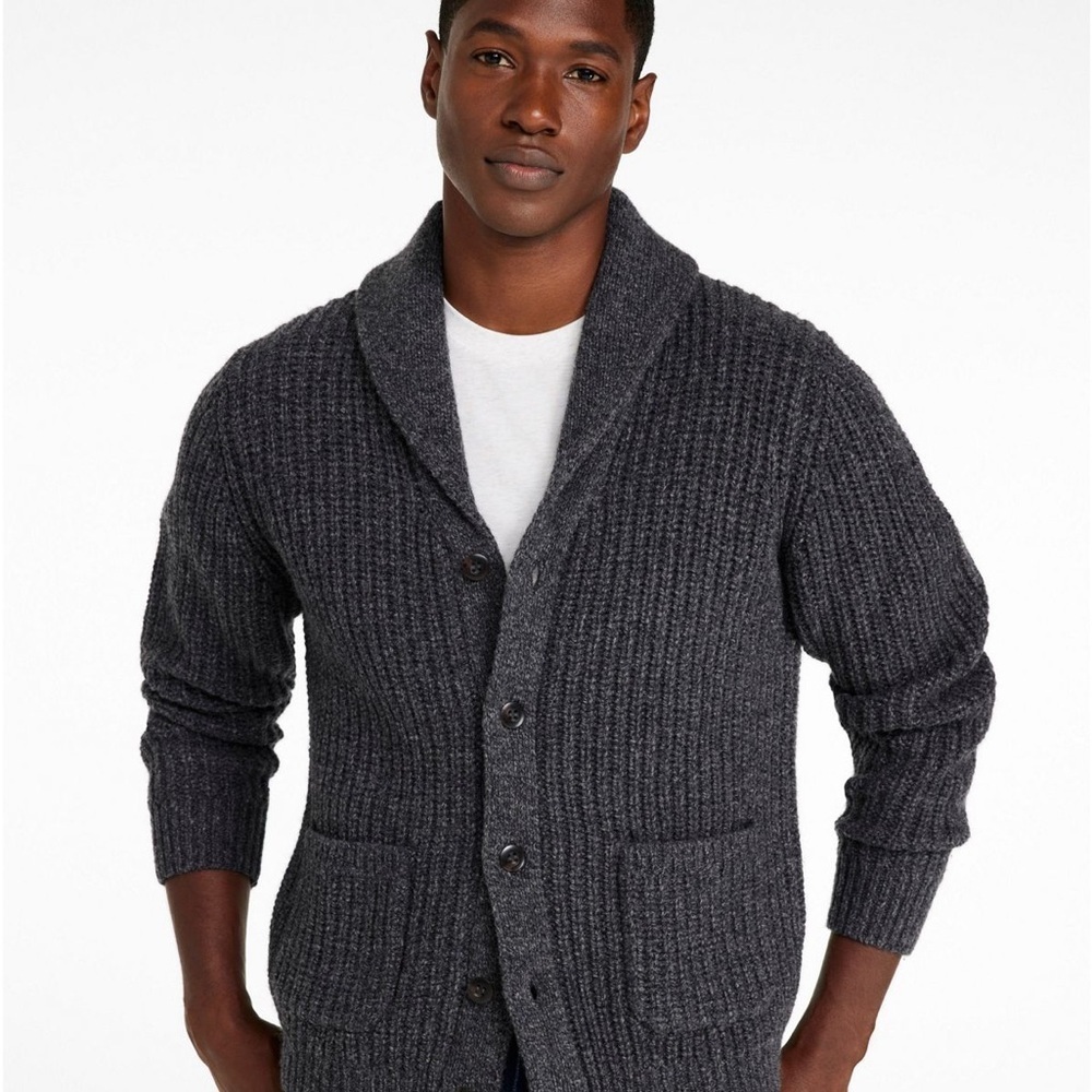 L.L. Bean Men's Charcoal Cardigan Sweater - Picture 7 of 7